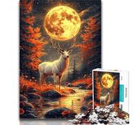Adult Puzzles Deer Under The Full Moon Jigsaws Puzzles 1000 Pieces for Adults Gifts,for Is Ideal As A Gift for The Whole Family for And 14 Years Old 26x38cm