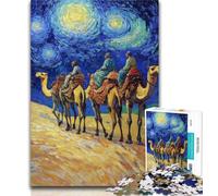 Adult Puzzles Desert Caravan with Camels Jigsaw Puzzles 1000 Pieces for Adults Teens,Relax Games Is Ideal As A Gift for The Whole Family 26x38cm