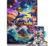 Adult Puzzles Dolphin Oil Painting Jigsaw Puzzles 1000 Pieces for Adults Teens,Artists Collection, Fine Art for Age 14 Years Up (26x38cm)