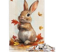 Adult Puzzles Fall Forest Rabbit Wooden Puzzles for Adults & Teenager Sustainable Puzzle for Adults 1000pcs (75x50cm)