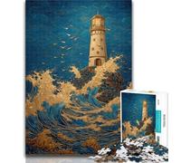 Adult Puzzles Fantasy Lighthouse Jigsaw Puzzle 1000 Pieces for Adults,Educational Games Home Decoration Artists Collection, Fine Art 26x38cm