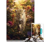 Adult Puzzles Flower Leopard Jigsaw Puzzles for Teenagers 1000 Pieces,Challenging Game for The Whole for Women, Gifts for Men 26x38cm
