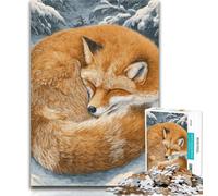 Adult Puzzles Fox in The Snow Jigsaw Puzzle 1000 Pieces for Adults,Educational Games Home Decoration Artists Collection, Fine Art 26x38cm