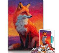 Adult Puzzles Fox Sunset Jigsaw Puzzle 1000 Pieces for Adults,Educational Game for Birthday, Chrismas for Ages 14+ 26x38cm