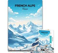 Adult Puzzles French Alps Travel Jigsaw Puzzles for Teenagers,Family Game Stress Reliever Difficult Challenge Secret Santa Gifts 75x50cm