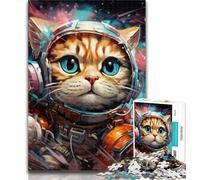 Adult Puzzles Futuristic Cat Jigsaws Puzzles 1000 Pieces for Adults Gifts,Family Game Birthday Gifts.Challenge High Difficulty 75x50cm