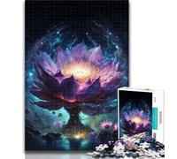 Adult Puzzles Galaxy Fantasy Lotus Jigsaw Puzzle 1000 Pieces for Adults,Educational Game for Birthday, Chrismas for Ages 14+ 26x38cm