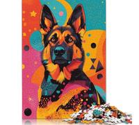 Adult Puzzles German Shepherd Pop Art Pop-Art Dog Print Wooden Puzzle for Adults And Teenager for Adults Teenagers Age 12+ 1000pcs (75x50cm)