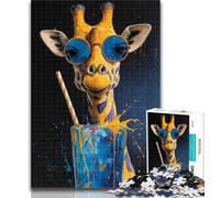 Adult Puzzles Giraffe Drinking A Drink Puzzles 1000 Pieces for Adults,Decompressing Intellectual Educational Toy Birthday Present, Gifts 50x75cm
