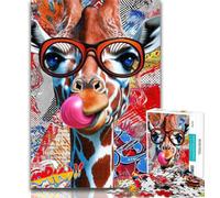 Adult Puzzles Giraffe Graffiti Jigsaw Puzzles for Adults 1000 Piece,Family Game Birthday Gifts.Challenge High Difficulty 50x75cm