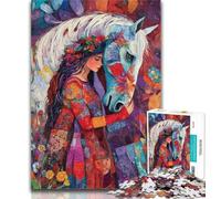 Adult Puzzles Girl And Horse Jigsaw Puzzles 1000 Pieces for Adults Teens,Relax Games Is Ideal As A Gift for The Whole Family 50x75cm