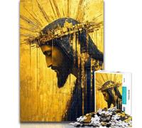 Adult Puzzles Golden Jesus Jigsaws Puzzles 1000 Pieces for Adults Gifts,for Is Ideal As A Gift for The Whole Family for And 14 Years Old 26x38cm