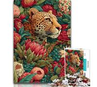 Adult Puzzles Golden Leopard in The Flowers Jigsaw Puzzles for Adults 1000 Piece,Family Game Birthday Gifts.Challenge High Difficulty 50x75cm