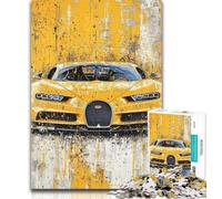 Adult Puzzles Golden Sports Car Adult Jigsaws 1000 Pieces Difficult,with Fully Interlocking Randomly Shaped Pieces for And 14 Years Old 26x38cm