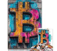Adult Puzzles Graffiti Bitcoin Jigsaw Puzzle 1000 Pieces for Adults,Educational Game for Birthday, Chrismas for Ages 14+ (50x75cm)