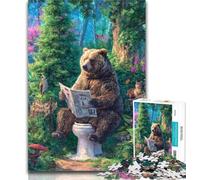 Adult Puzzles Grizzly Bear on The Toilet 1000 Pieces Jigsaw Puzzles for Adults And Teens,Vibrant And Unique Design Relaxing & Challenging Puzzle Experience 50x75cm