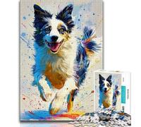 Adult Puzzles Happy Border Collie Jigsaw Puzzles for Teenagers 1000 Piece,Learning Educational Toys Family Games Birthday Present, Gifts (50x75cm)
