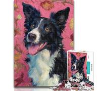 Adult Puzzles Happy Border Collie Jigsaw Puzzles for Teenagers 1000 Pieces,Challenging Game for The Whole for Women, Gifts for Men 75x50cm