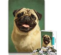 Adult Puzzles Happy Pug Jigsaw Puzzle 1000 Pieces for Adults,Educational Games Home Decoration Artists Collection, Fine Art 50x75cm