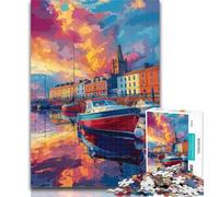 Adult Puzzles Harbour at Sunset Jigsaw Puzzle 1000 Pieces for Adults,Educational Game for Birthday, Chrismas for Ages 14+ 50x75cm
