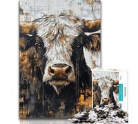 Adult Puzzles Highland Cattle Jigsaw Puzzles 1000 Pieces for Adults Teens,Artistic Wall Decor & Birthday Gift Idea for Friends, Home Office (26x38cm)
