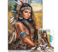 Adult Puzzles Indian Princess Adult Jigsaws 1000 Pieces Difficult,with Fully Interlocking Randomly Shaped Pieces for And 14 Years Old 26x38cm