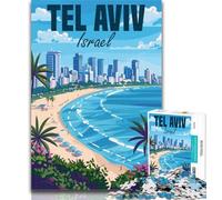 Adult Puzzles Israel Tel Aviv Travel 1000 Piece Jigsaw Puzzles for Teenagers,Train Your Brain And Hands Birthday Present, Gifts 75x50cm