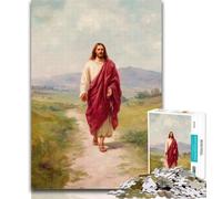 Adult Puzzles Jesus Walking on The Road Jigsaws Puzzles 1000 Pieces for Adults Gifts,for Is Ideal As A Gift for The Whole Family for And 14 Years Old 50x75cm