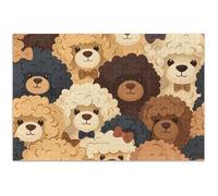 Adult Puzzles Jigsaw 500 Pieces Puppy Cute Kawaii Poodle Dogs Family White Elephant Gifts Fun Prime Puzzle Home Decor Art, 20.5x14.9 Inch