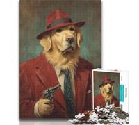 Adult Puzzles Killer Golden Retriever Puzzles for Teenagers 1000 Pieces,Brain Teaser Game Wall Decoration Unique Birthday And Xmas Gifts 26x38cm