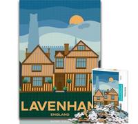 Adult Puzzles Lavenham England Cityscape Jigsaws Puzzles 1000 Pieces for Adults Gifts,Family Game Birthday Gifts.Challenge High Difficulty 26x38cm