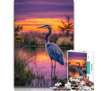Adult Puzzles Lone Heron Jigsaw Puzzle 1000 Pieces for Adults,Educational Game for Birthday, Chrismas for Ages 14+ 50x75cm