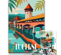 Adult Puzzles Lucerne Reflections Jigsaws Puzzles 1000 Pieces for Teenagers Gifts,Birthday Gift Idea for Adults, Family Game And Hobby 26x38cm