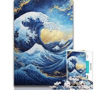 Adult Puzzles Magical Waves Adult Jigsaws 1000 Pieces Difficult,Charcoal Art Staycation Kill Time for Home Decoration 26x38cm