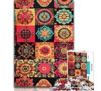 Adult Puzzles Mandala Flower Collage Adult Jigsaws 1000 Pieces Difficult,with Fully Interlocking Randomly Shaped Pieces for And 14 Years Old 50x75cm