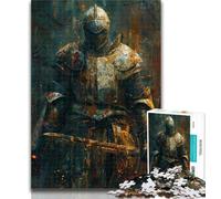Adult Puzzles Medieval Knight Warrior Painting 1000 Pieces Jigsaw Puzzles for Adults And Teens,for Educational Game Challenge Toy Artists Collection, Fine Art 50x75cm