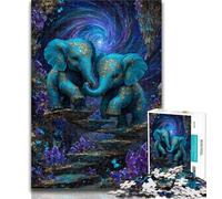 Adult Puzzles Mysterious Elephant Adult Jigsaws 1000 Pieces Difficult,Charcoal Art Staycation Kill Time for Home Decoration 26x38cm