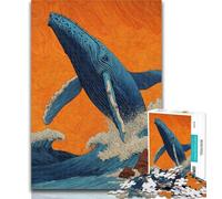 Adult Puzzles Mysterious Whale Adult Jigsaws 1000 Pieces Difficult,Charcoal Art Staycation Kill Time for Home Decoration 26x38cm