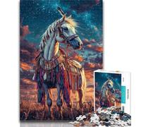 Adult Puzzles Native American Horse 1000 Pieces Jigsaw Puzzles for Adults And Teens,Vibrant And Unique Design Relaxing & Challenging Puzzle Experience 50x75cm