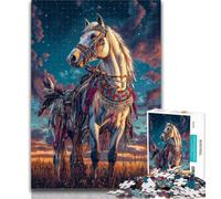 Adult Puzzles Native American Horse Jigsaw Puzzles for Adults 1000 Piece,Family Game Birthday Gifts.Challenge High Difficulty 26x38cm