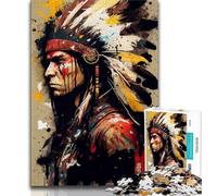 Adult Puzzles Native American Warior Jigsaws Puzzles 1000 Pieces for Teenagers Gifts,Educational Game Challenge Toy for Women And Men (50x75cm)