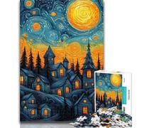 Adult Puzzles Night Sky Castle Jigsaw Puzzles 1000 Pieces for Adults Teens,Relax Games Is Ideal As A Gift for The Whole Family 26x38cm