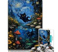 Adult Puzzles Night Sky Night sky's Cat 1000 Pieces Jigsaw Puzzles For Teens And Adults,gifts for Friends And Family for Age 14 Years Up 50x75cm