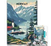 Adult Puzzles Norwegian Fjordscape Jigsaw Puzzles for Adults 1000 Piece,Decompressing Intellectual Educational Toy Secret Santa Gifts 75x50cm