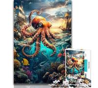 Adult Puzzles Ocean Octopus Jigsaw Puzzles 1000 Pieces for Adults Teens,Artists Collection, Fine Art for Age 14 Years Up 50x75cm