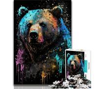 Adult Puzzles Paintsplash Bear Jigsaw Puzzles for Adults 1000 Piece,Decompressing Intellectual Educational Toy Secret Santa Gifts (26x38cm)