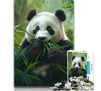 Adult Puzzles Panda Eating Bamboo Puzzles for Teenagers 1000 Pieces,Brain Teaser Game Wall Decoration Unique Birthday And Xmas Gifts 50x75cm