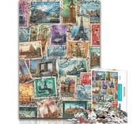 Adult Puzzles Paris Collage 1000 Piece Jigsaw Puzzles for Teenagers,Educational Game for Birthday, Chrismas for Ages 14+ 26x38cm