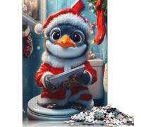 Adult Puzzles Penguin in Santa Suit Wooden Puzzle for Adults And Teenager for Adults Teenagers Age 12+ 1000pcs (75x50cm)