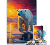 Adult Puzzles Polar Bear at Sunset Jigsaw Puzzles for Teenagers,Family Game Stress Reliever Difficult Challenge Secret Santa Gifts (26x38cm)